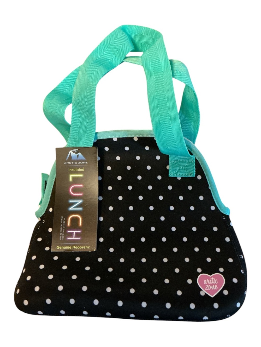 Kids' Polka Dot Insulated Lunch Bag - Black & Teal